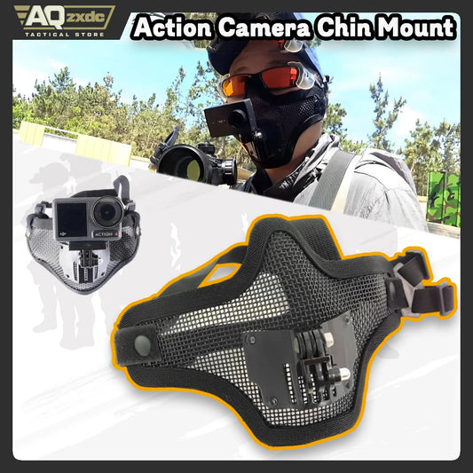 AQzxdc Airsoft Steel Mesh Mask Bracket, Skull Tactical Half Face Masks for War CS Game First person perspective shooting Record