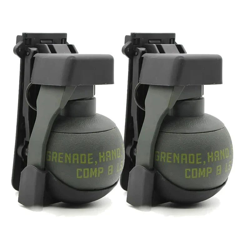 2 Pcs Tactical Grenade Model Toy, M67 Burst Grenade, Military Smoke Grenade Model, for Airsoft Paintball Hunting CS War Game