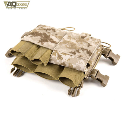 AQzxdc Tactical MK3 MK4 Chest Rig with Radio Pouch Drop Pouch Harness Camouflage General Purpose Modular Airsoft Chest Rig Vest