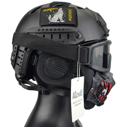 Fast Airsoft Helmet with Tactical Goggles Mask, 6MM Super Thick Ballistic Protective Gear, for CS BB CQB Shooting Paintball Game
