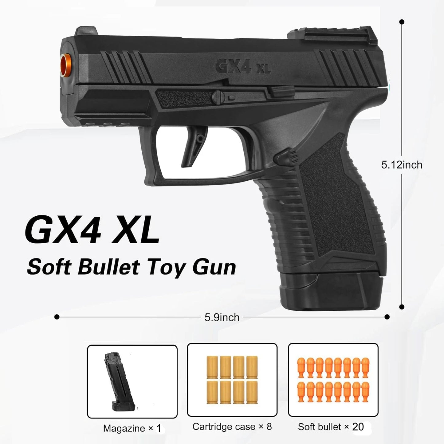 Empty Hanging Shell Ejecting Mini Toy Gun Soft Bullet Blaster with Scope Toy Black Pistol for Kids Boys Girls Gift