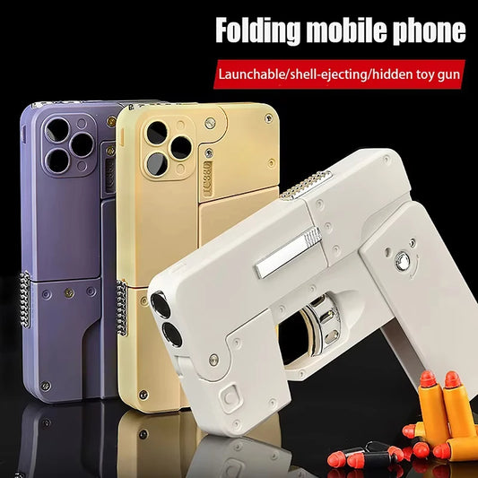 Folding Mobile Phone Soft Bullet Launcher Shell Throwing Child Simulation Toy Gun Model