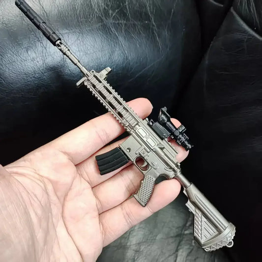 20CM Alloy Mini M416 AUG Rifle Model Pistol PUBG Jedi Toy Gun Fidget Toy Desktop Ornament for Boy Adults Birthday Gift