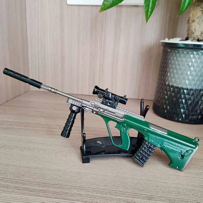 20CM Alloy Mini M416 AUG Rifle Model Pistol PUBG Jedi Toy Gun Fidget Toy Desktop Ornament for Boy Adults Birthday Gift