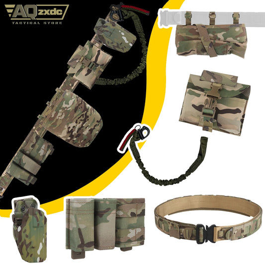 Airsoft Belt Set with PHC Assault Belt, Right Hand Universal Holster, Fast Medical Kit, FAST Mag Bag, PHC recovery Bag, Gun Rope