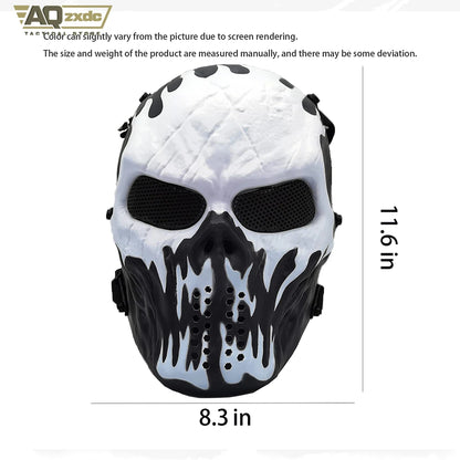 AQzxdc Airsoft Mask, Skull Full Face Mask for Halloween Airsoft CS Game Cosplay and Masquerade