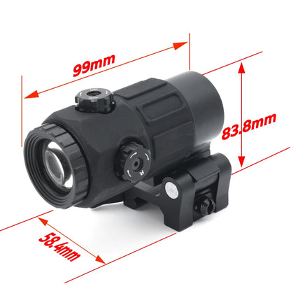 G45 Magnifier Sight 5X with Switch to Side Quick Detach QD Mount for Hunting and Airsoft Rifle with Original Markings