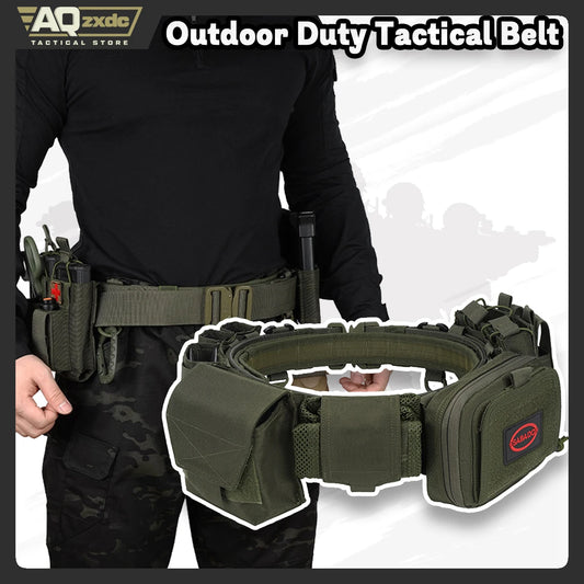 Tactical Assault Belt Set, Detachable Multifunctional 7-Piece Set with Double Magazine Pouch, Map Map, Sundry Bag & Glove Hook