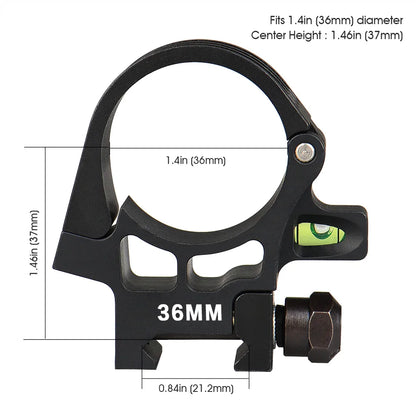 Hunting Scope accessories PVS-18 Night Vision Mount 1.4 Inch 36mm Tube Size Aluminum alloy with Bubble Level fits 21.2mm 24-0252