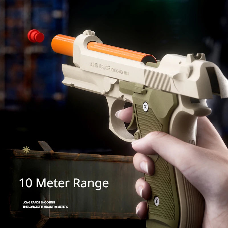 Throwing Shell Toy Gun Continuous Firing Soft Bullet Airsoft Launcher Outdoor Sports CS Game Weapon Pistol for Children Gift