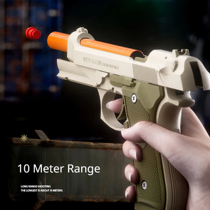 Throwing Shell Toy Gun Continuous Firing Soft Bullet Airsoft Launcher Outdoor Sports CS Game Weapon Pistol for Children Gift