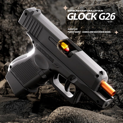 Mini G26 Toy Gun Empty Hanging Shell Ejecting Soft Bullet Blaster Toy Black Pistol for Kids Boys Girls Gift