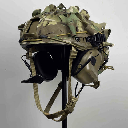 Tactical Helmet Camouflage Cloth Set, with Camouflage Cloth & Airsoft Earphone & Night Vision Mount G24 for Hunting Paintball
