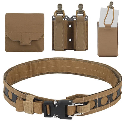 Tactical Belt Set with GP Pouch & 5.56/9mm Pouch, Multicam Adjustable Hunting Belt Set for Airsoft Paintbal