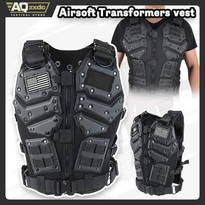 Tactical Airsoft Vest Body Armour Vest Molle Chest Protector Adjustable for Paintball CS Game for Men Airsoft Vest