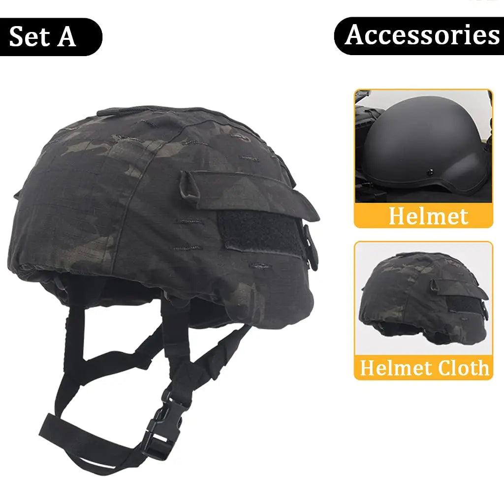 M88 Tactical Helmet Sets, wiht Helmet Cloth Goggles and Mount Kit Full-Covered Military Protective Combat Airsoft Paintball Helm