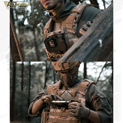 AQzxdc MOLLE Phone Holder, Plate Carrier Accessories Tactical Vest Phone Holder Phone Chest Mount for Cellphone Screen 4.7"-6.8"