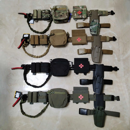 Tactical Military Belt Set With Right Hand Universal Holster & Quick Medical Kit & Small Sundries Bag & Triple Mag Bag & Gun Rop