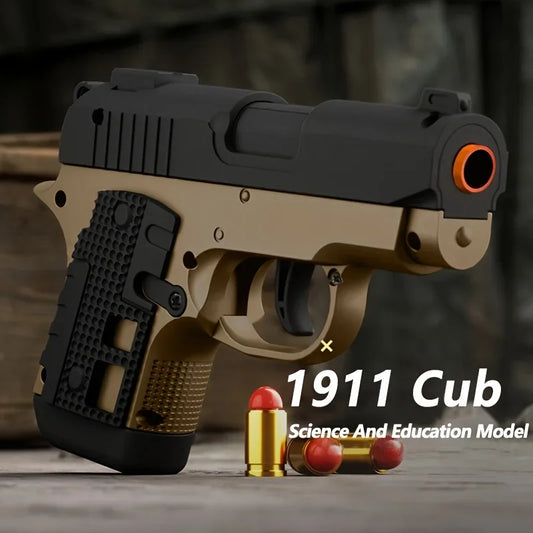 Mini 1911 Continuous Firing Shell Ejecting Pistol Airsoft Empty Hanging Soft Bullet Black Toy Gun CS Weapon for Boys Gift