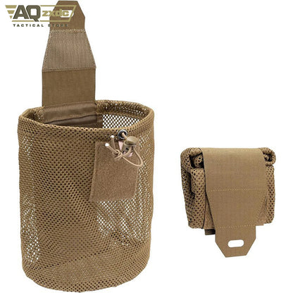 AQzxdc Tactical folding sundries storage waist bag MOLLE tactical mesh water bottle bag mesh recycling bag