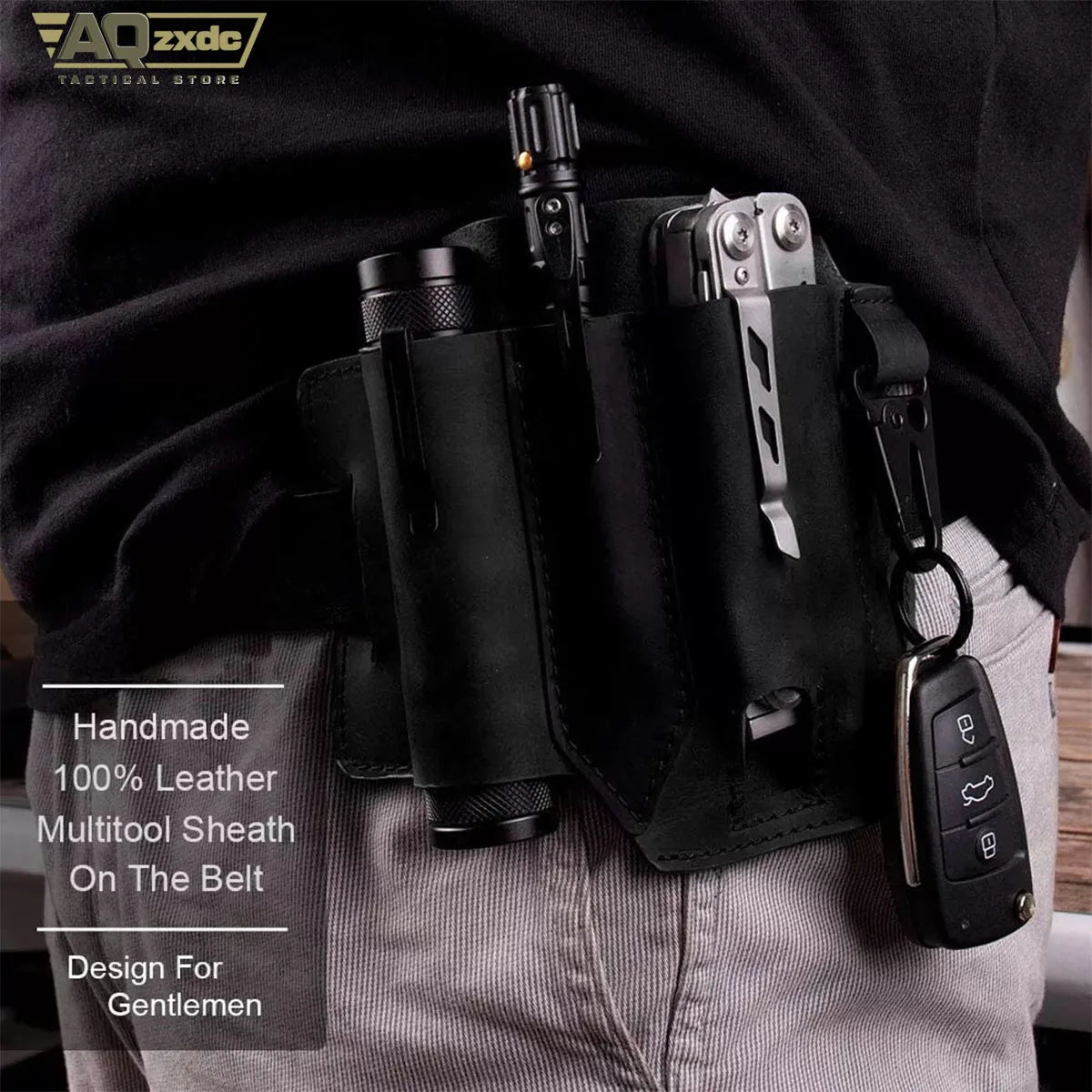 AQzxdc Outdoor Portable Convenient Compact Versatile Camping Tool Multitool Sheath With Pen Holster Tool Key Holder Flashlight
