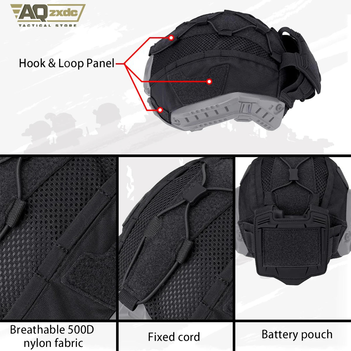 Tactical Helmet Cover with NVG Battery Pouch Hunting for Fast Helmet Size M/L & L/XL Military Paintball Hunting Shooting Gear