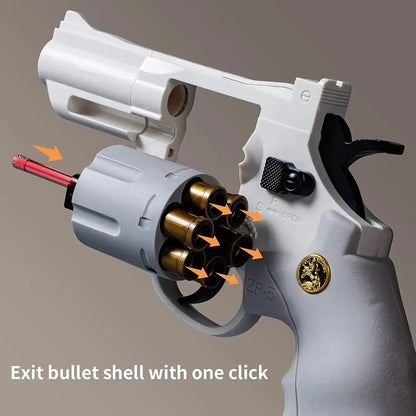 Continuous Firing Tactic Revolver Toy Gun Automatic Pistol Soft Dart Bullet CS Outdoor Weapon for Kids Adults