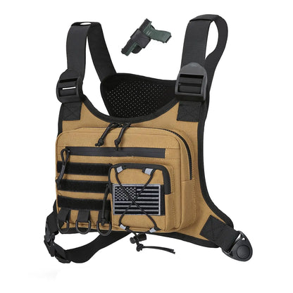 AQzxdc Outdoor Sports Chest Bag for Men, Chest Vest Holster Fits Most Pistols, EDC Travel Chest Pack for Running, Hiking