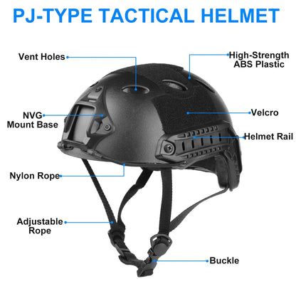 AQzxdc Tactical Helmet Set, Airsoft Mask Mesh,Elastic Balaclava Mask, Anti Fog Airsoft Goggles, Tactical Full Face Protection