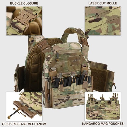 AQzxdc Tactical Equipment Fast Release Outdoor Training Chalecos Molle Combat Body Protection Plate Carrier Tactical Vest