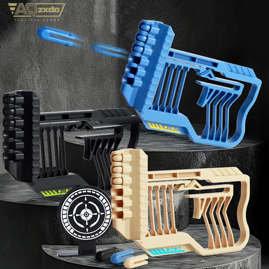 AQzxdc Mini Launcher Toy with Soft Bullets and Target Continuous Soft Bullet Shooter Suitable for Outdoor Shooting Holiday Gift