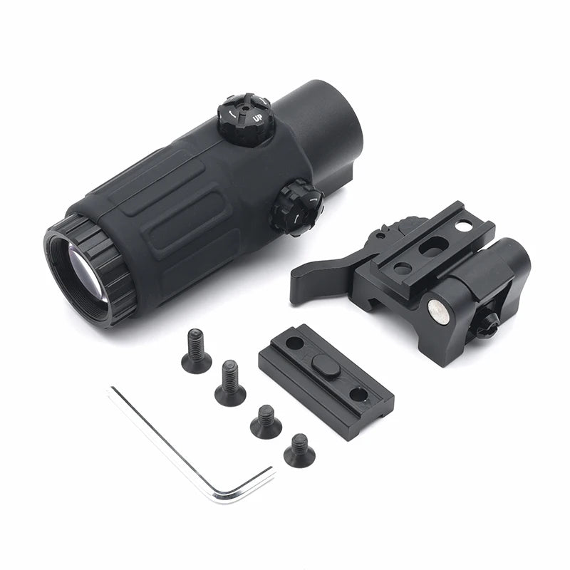 G33 Magnifier Sight 3X with Switch to Side Qick Detach QD Mount for Hunting and Airsoft Rifle Perfect Replica with Full Markings