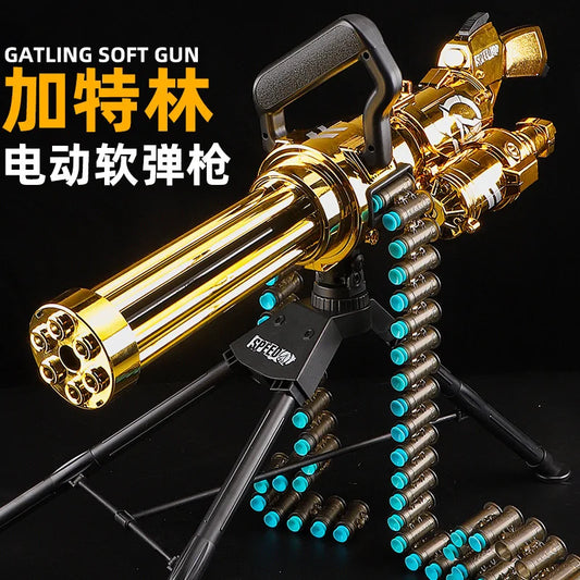 Children's gold Gatling electric soft bullet gun boy shell throwing toy gun hand self-contained machine gun