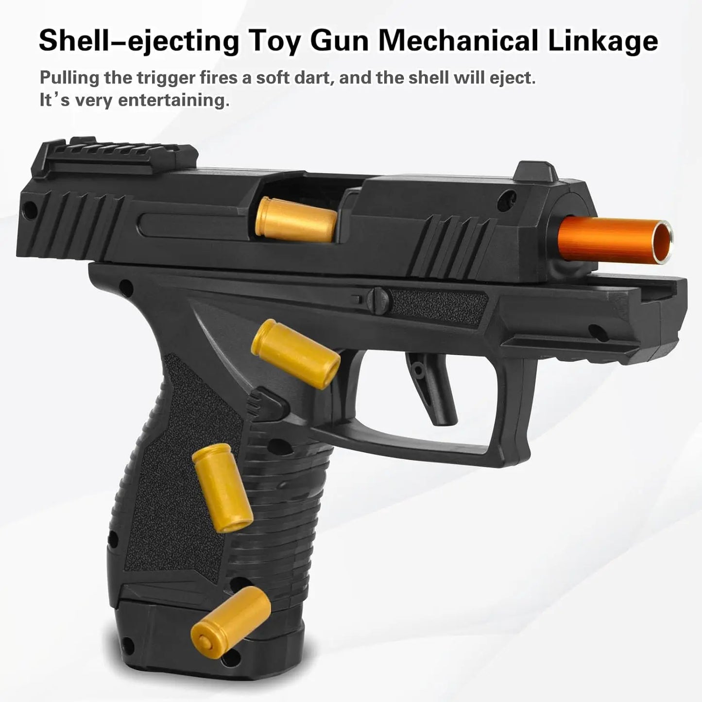 Empty Hanging Shell Ejecting Mini Toy Gun Soft Bullet Blaster with Scope Toy Black Pistol for Kids Boys Girls Gift