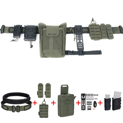 AQzxdc Tactical Military Waist Belt Set with Utility Pouch & Medical Pouch & Flash bang Pouch & 9mm 55 Mag Pouch Set for Airsoft
