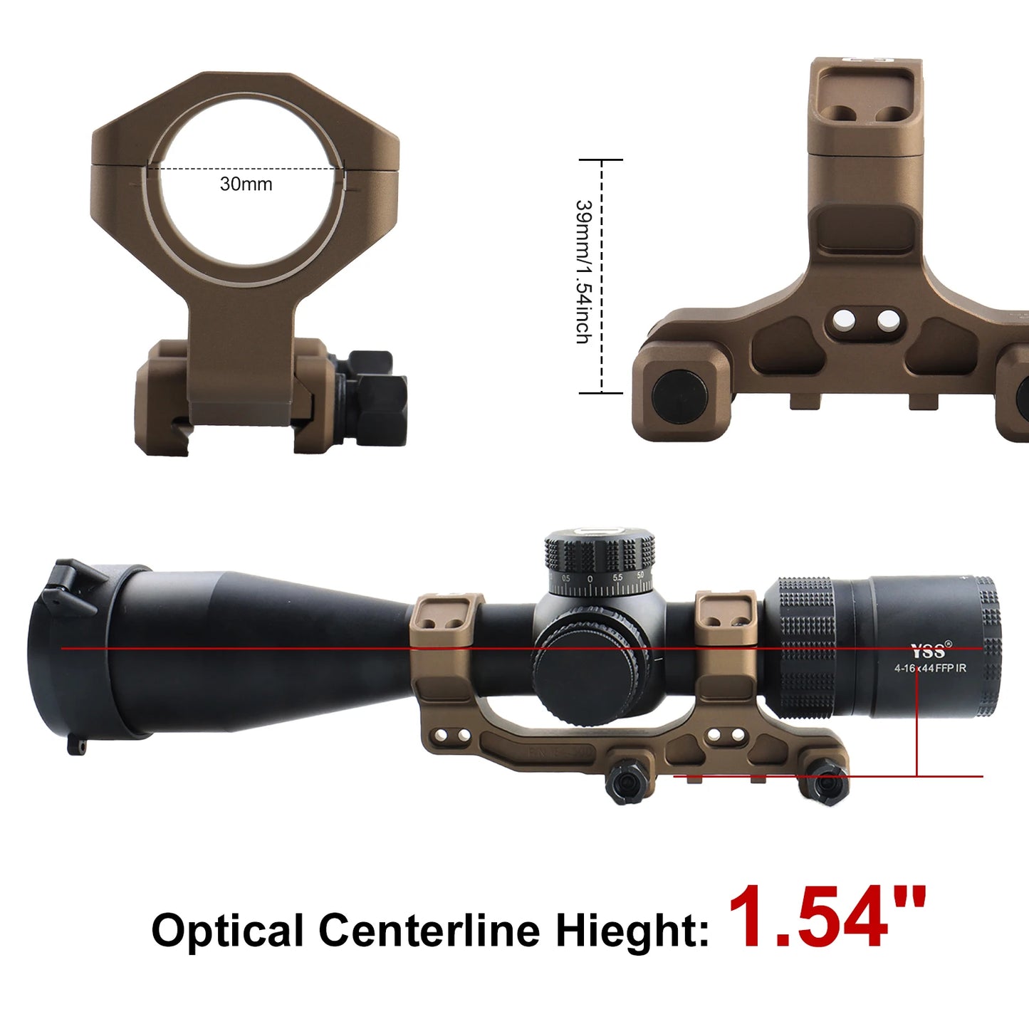PPT Mounts Airsoft Metal 1.54" Height Cantilever 34MM 30MM Scope Mount Fits 21.2MM Picatinny Rail Rifle Scope Base gs24-0269