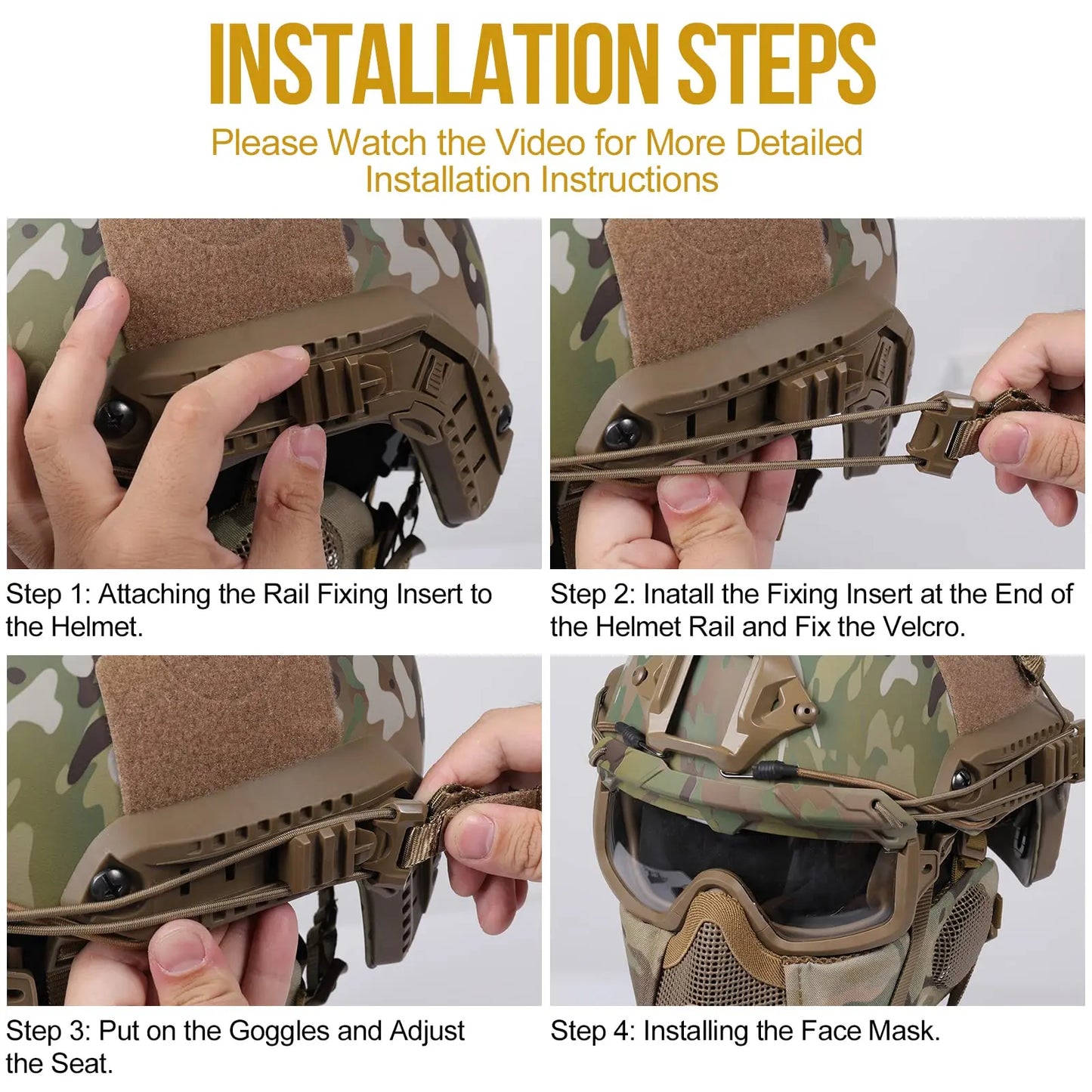 Airsoft Fast Helmet - Full Face Protective Tactical Helmet With Foldable Ear Protection Mask And Goggles for Airsoft Paintball