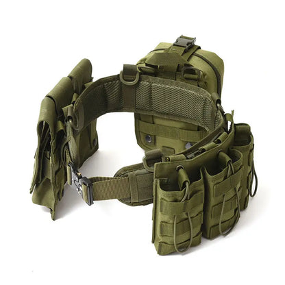 AQzxdc Tactical Assault Belt Set With Triple Magazine Bag & Triple Tool Bag & Multi-function Sundries Bag for Outdoor Training
