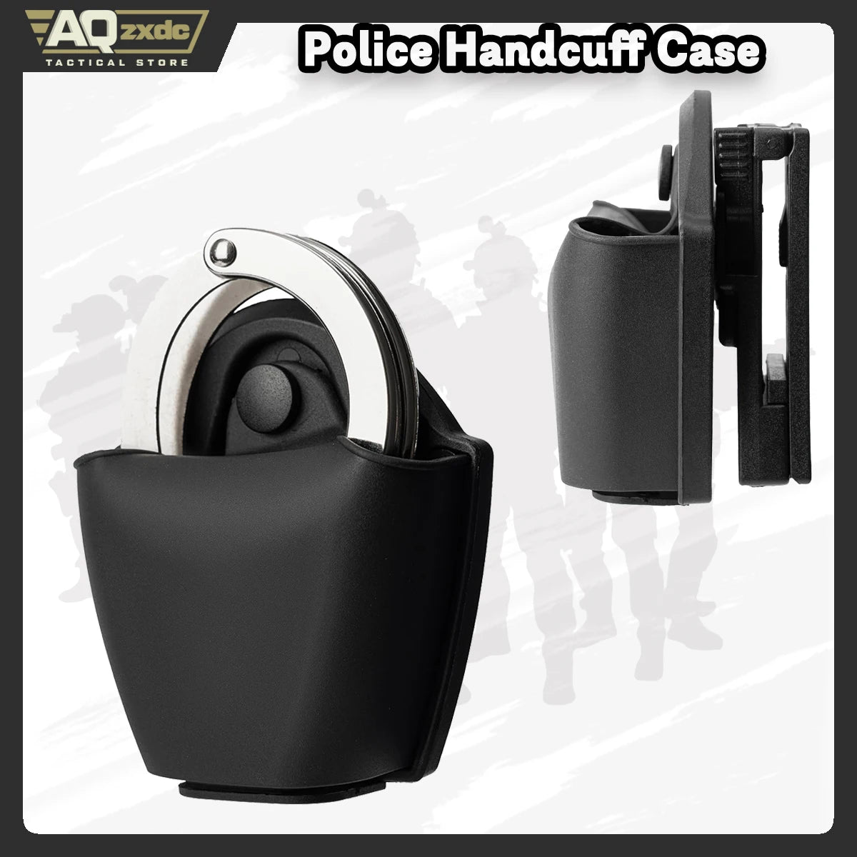 AQzxdc Open Top Handcuff Case Quick Release Cuff Holster Chain & Hinged Handcuff Holder Sheath Carrier for Duty Belt MOLLE Vest