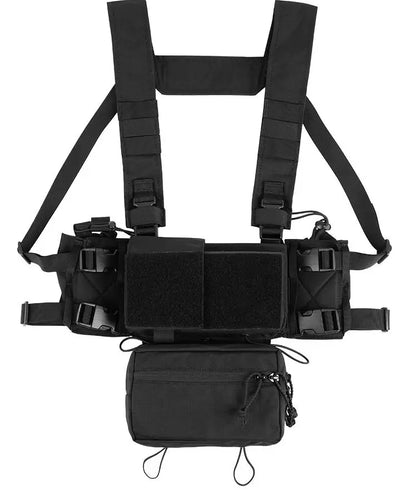 AQzxdc Tactical MK3 MK4 Chest Rig with Radio Pouch Drop Pouch Harness Camouflage General Purpose Modular Airsoft Chest Rig Vest