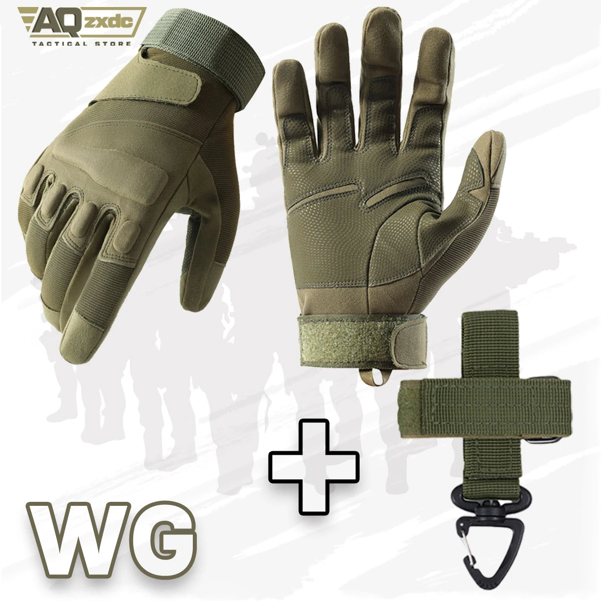 AQzxdc Tactical Assault Training Gloves Airsoft Full Finger Gloves with Glove Buckle & Knuckle Protection for Riding, Hunting