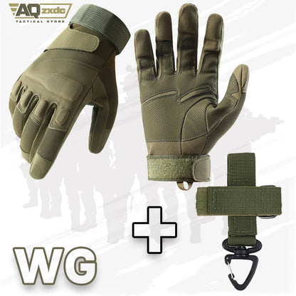 AQzxdc Tactical Assault Training Gloves Airsoft Full Finger Gloves with Glove Buckle & Knuckle Protection for Riding, Hunting