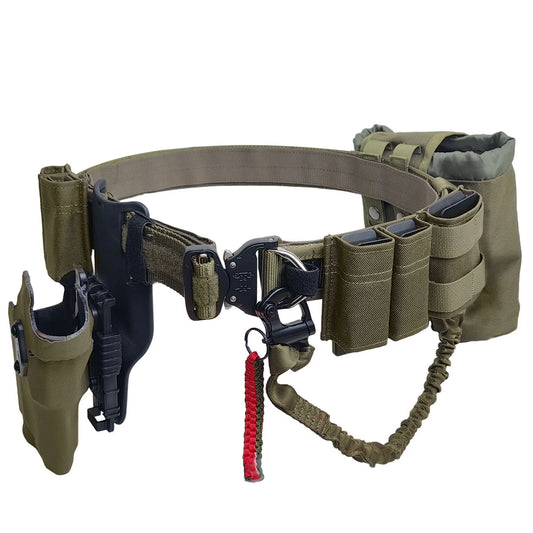 Battle Belt with Tactical Holster & 5.56/9mm Pouch & Folding Dump Pouch, 1000D Nylon Molle Quick Release Belts Utility Belt Set