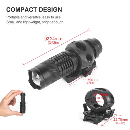AQzxdc Military Helmet Light, Mini Clampable Tactical Flashlight with, Compact Helmet Mounted LED with Fast Helmet Clip Rail