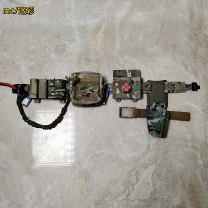 Tactical Military Belt Set With Right Hand Universal Holster & Quick Medical Kit & Small Sundries Bag & Triple Mag Bag & Gun Rop