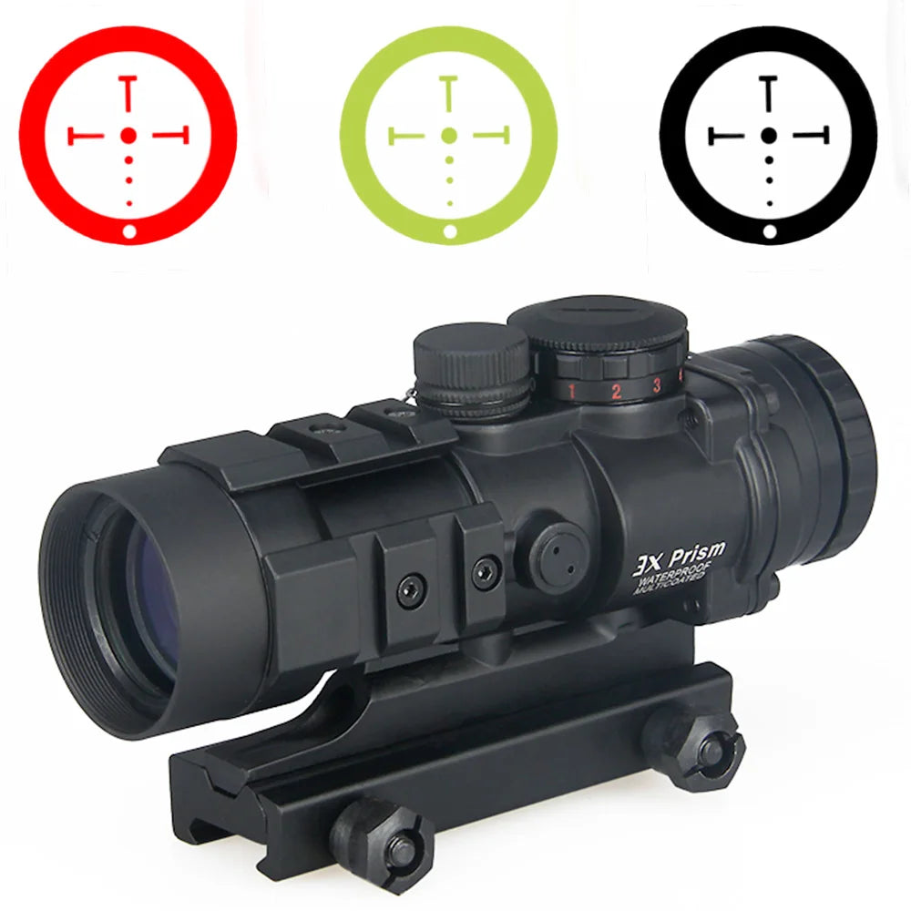 PPT 3X Hunting Scope 3x Prism Tactical Sight with Ballistic CQ Reticle HAMR 4x24 Riflescope Sniper Scope Airsoft Air Guns 1-0309