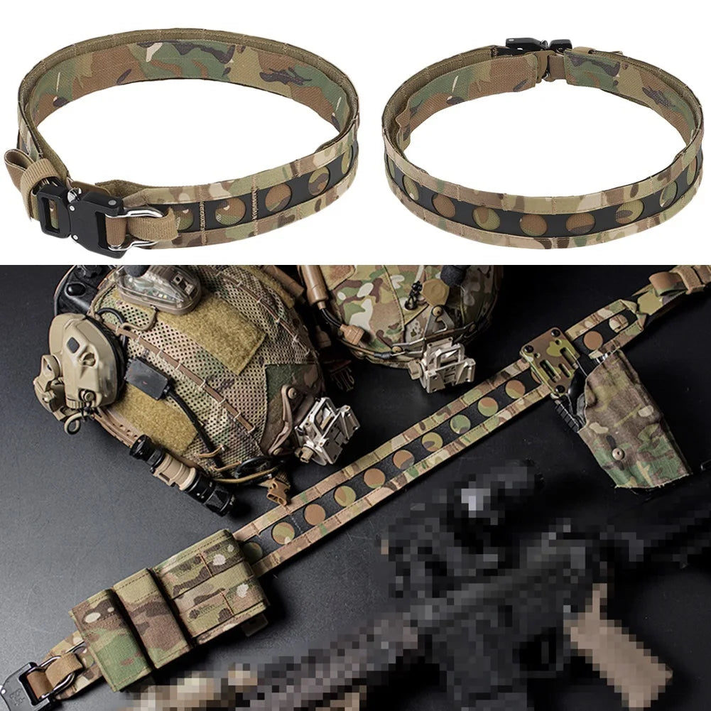 Tactical Belt Set with GP Pouch & 5.56/9mm Pouch, Multicam Adjustable Hunting Belt Set for Airsoft Paintbal