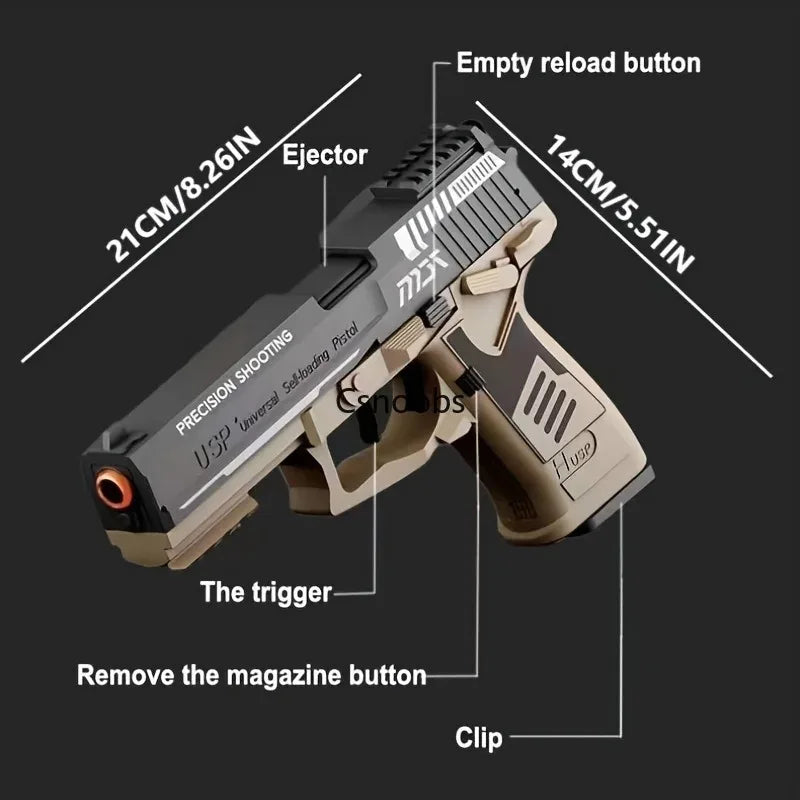 USP Throwing Shell Toy Gun Soft Bullet Airsoft Launcher Outdoor Sports CS Game Weapon Pistol Shooter Weapon for Children Gift