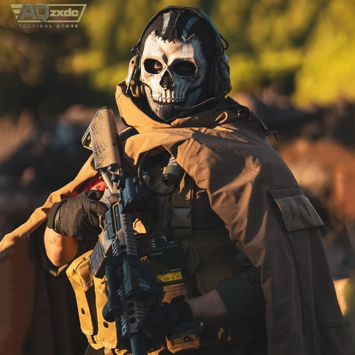 AQzxdc Call of Duty 16 Scary Mask, Classic Skeleton Ghost Chin Mask Ghost Scary Headgear for COD Warzone Cosplay Airsoft Mask