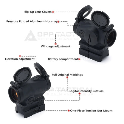 OPP TACTICAL RDS 2MOA Red Dot Reflex Sight With 39 mm One-piece TNP Mount with Original Packing and Markings